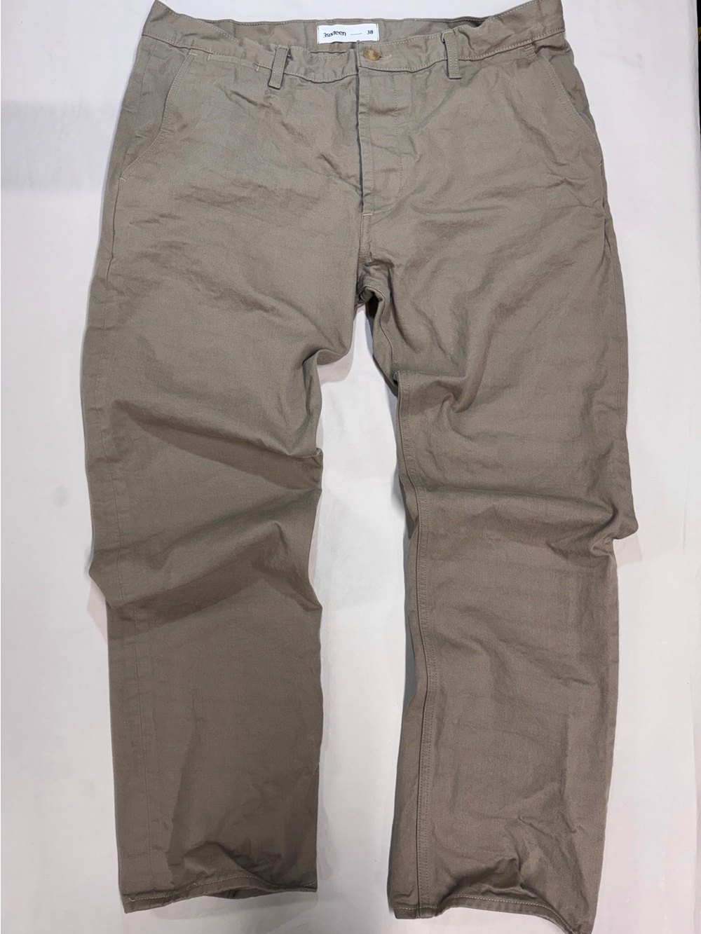 ESSENTIAL 3Sixteen Khaki Tan Dense Twill Selvedge Sport Chino Pants Trousers 38